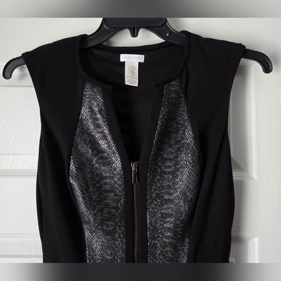 Cache Black Snakeskin-Textured Dress. Excellent condition. Size 4. Like New. - Picture 4 of 11